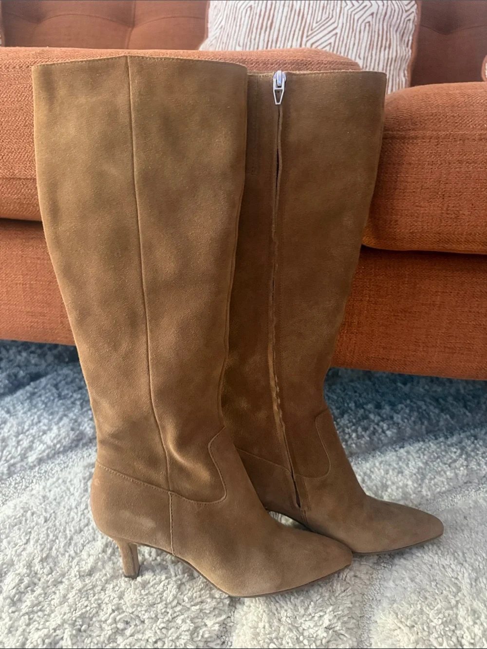 Dolce Vita Chestnut Suede Over-the-Knee Boots with Kitten Heel